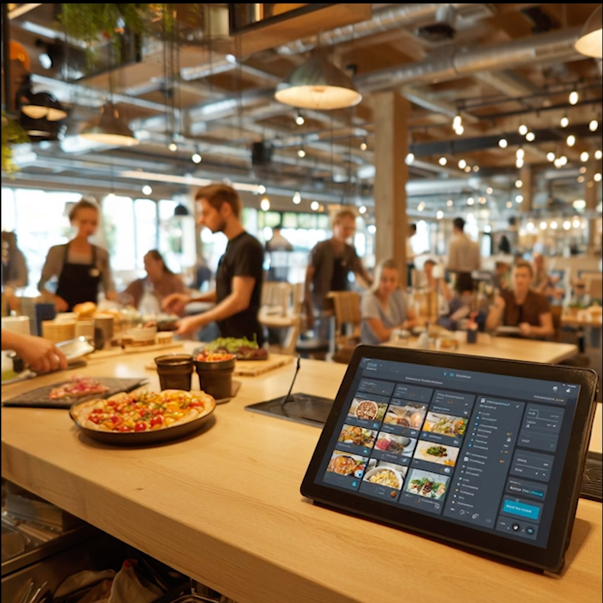 Restaurant Staff Using Tablets